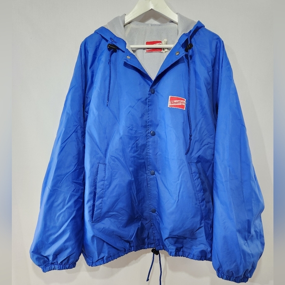 Rare Vtg SHORTY'S SKATEBOARDS Royal Blue Lined Windbreaker Jacket Made USA sz XL - Picture 1 of 13
